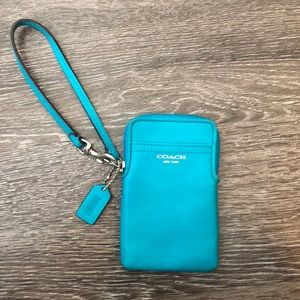 Turquoise Coach Wristlet